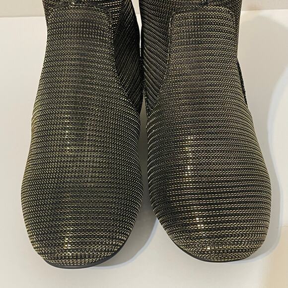 Katy Perry Diana Ankle Booties Stretch Pull On Metallic Gold Block Heels sz 7.5 - Picture 10 of 13